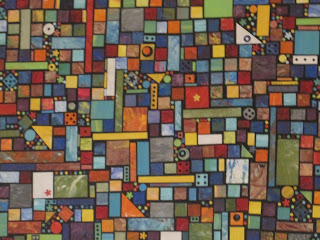 Colorful geometric abstract mosaic with squares.